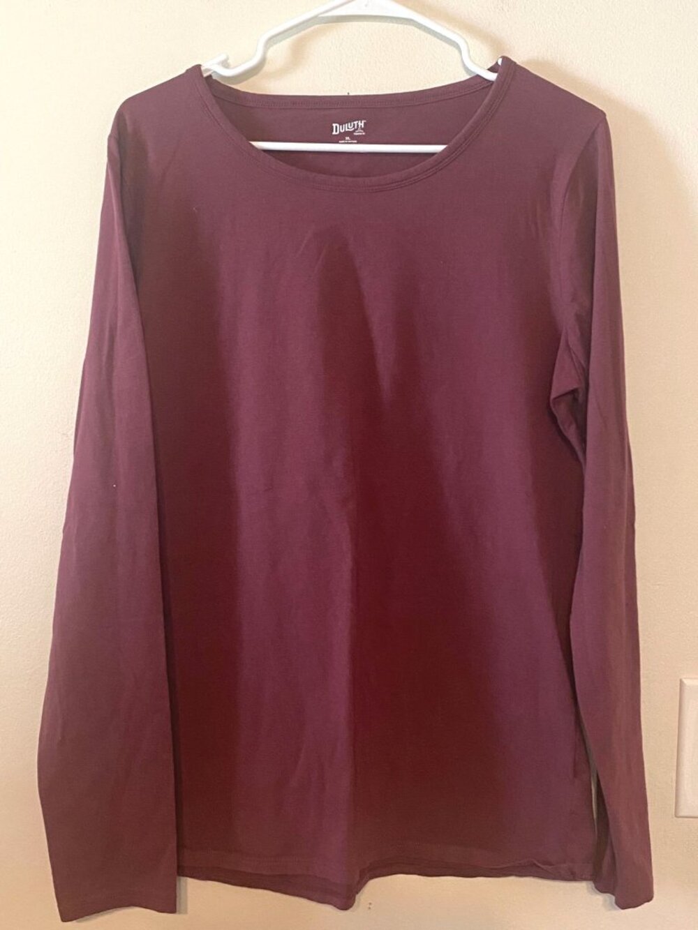Duluth Trading Maroon Women's No-Yank Long Sleeve Scoopneck T-Shirt Size XL